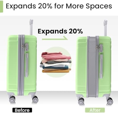 AnyZip Luggage Sets Expandable PC ABS 3 Piece Set Durable Suitcase with Spinner ... - Image 5
