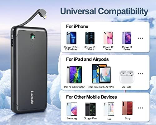 Luxtude 10000mAh Portable Charger for iPhone Built-in Lightning Cable, Mfi Apple... - Image 4