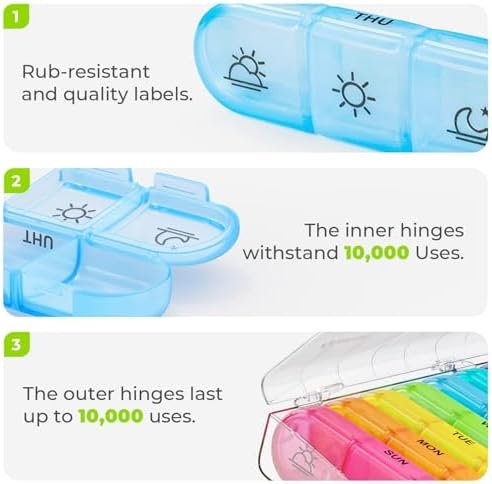 AUVON Weekly Pill Organizer 3 Times a Day, Large 7 Day Pill Box 3 Times a Day wi... - Image 5