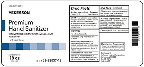 McKesson Premium Hand Sanitizer Ethyl Alcohol Gel Pump Bottle 18 oz. - Image 3