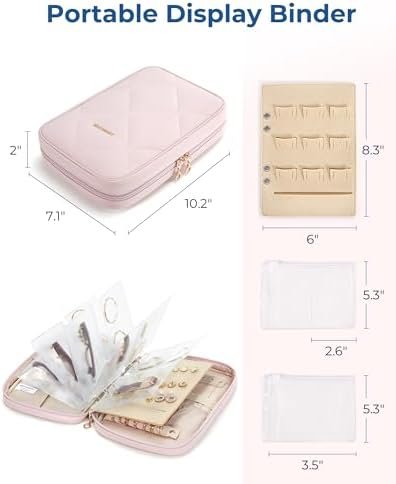 BAGSMART Jewelry Travel Case, Ring Binder Storage Book with Clear Pockets, Zippe... - Image 7