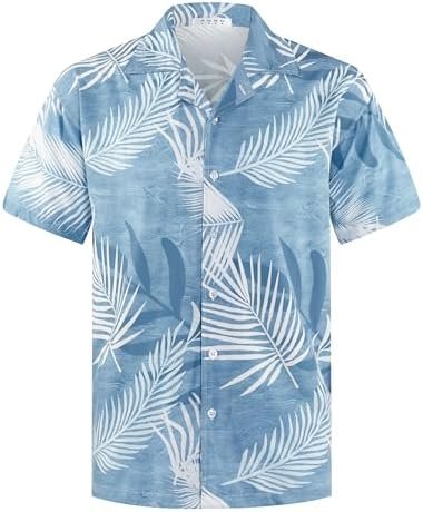 ELETOP Men's Hawaiian Shirt Quick Dry Tropical Beach Shirts Short Sleeve Aloha H... - Image 2