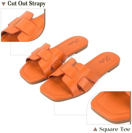 Putu Women's Flat Sandals Dressy Summer Sandals Strappy Slides with Square Open ... - Image 5