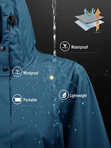 SaphiRose Women's Long Rain Jacket Waterproof Lightweight Hooded Raincoat - Image 5