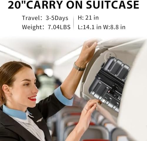 EMPSIGN Hardside Expandable Carry On Luggage Airline Approved, Carry On Suitcase... - Image 3