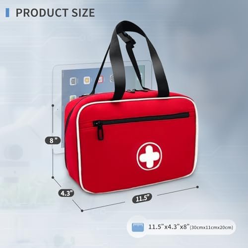 Portable First Aid Bag, Empty Emergency Trauma Kit with Reflective Strips, Multi... - Image 6