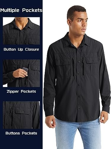 TACVASEN Men's Tactical Shirts Quick Dry UV Protection Breathable Long Sleeve Hi... - Image 7