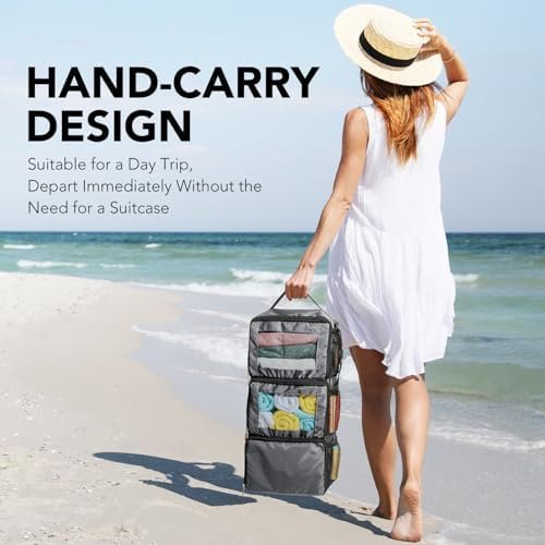 Hanging Shelves Packing Cubes for Travel, Collapsible Carry On Luggage Organizer... - Image 4