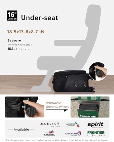 LUGGEX Underseat Carry On Luggage with Removable Wheels - Soft Sided Small Carry... - Image 9