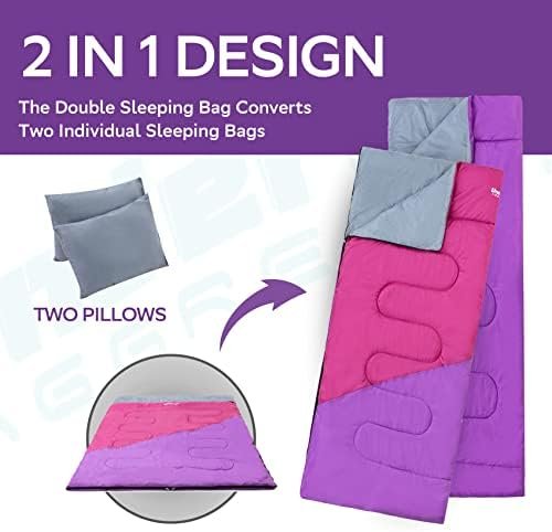 Double Sleeping Bag for Adults Kids - Lightweight 2 Person Sleeping Bag with Pil... - Image 5