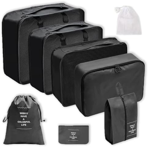 8 Set Travel Packing Organizers Luggage Cubes Organizer Cube Bag Set Suitcase Ca... - Image 2