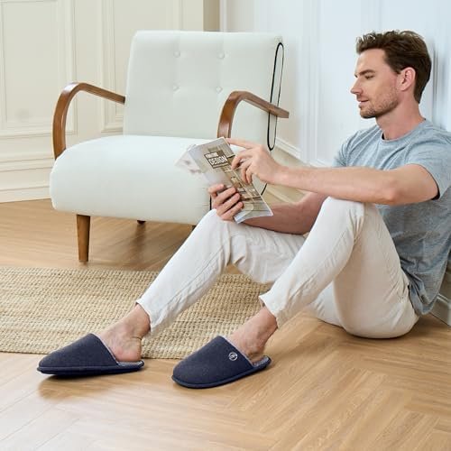 EverFoams Men's Cotton Knit Slippers Lightweight Memory Foam Indoor House Shoes ... - Image 3