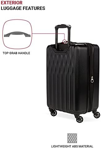 SwissGear 8018 Hardside Expandable Luggage with Spinner Wheels, Black, Carry-On ... - Image 4