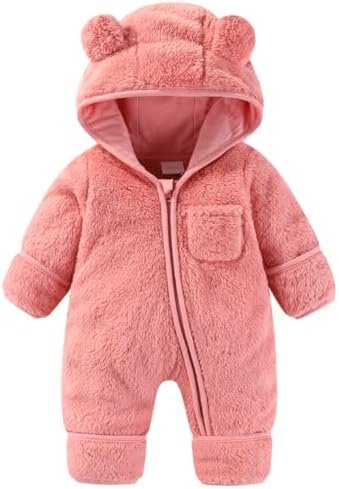 XIFAMNIY Newborn Baby Winter Snowsuit - Bear Onesie Outfit Fleece Warm Jumpsuit ... - Image 2