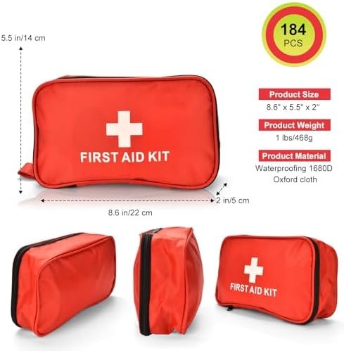 First Aid Kit 184Pcs, First Aid Kit Travel, Mini Travel First Aid Kit for Home, ... - Image 6