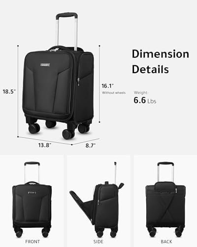 LUGGEX Underseat Carry On Luggage with Removable Wheels - Soft Sided Small Carry... - Image 5