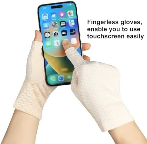 3 Pairs Sun UV Protection Gloves Non Slip Cotton Fingerless Driving Cycling Biki... - Image 6