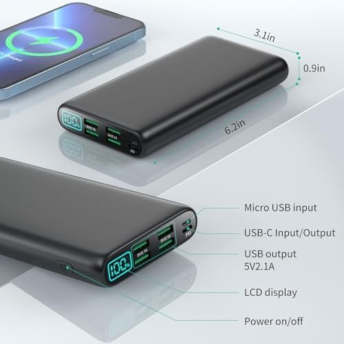 Portable Charger 38800mAh,LCD Display Power Bank,5 USB Outputs Battery Pack Back... - Image 6