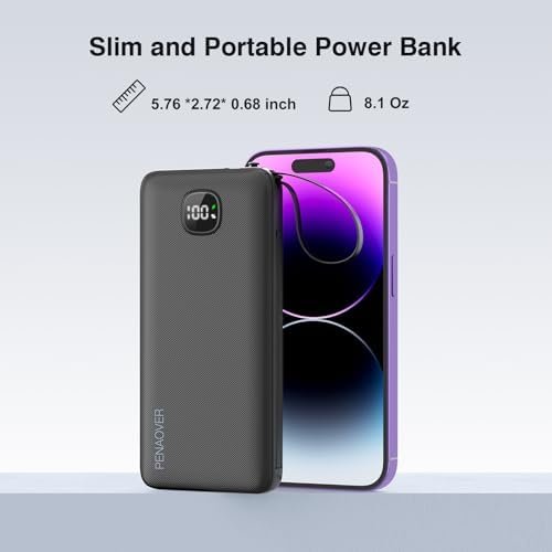 Portable Charger with Built-in Cables&AC Wall Plug,Slim 10000mAh 22.5W Fast Char... - Image 7