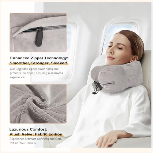 DreamShore Travel Pillow for Extra Luggage: Stuffable Neck Pillow with Adjustabl... - Image 4