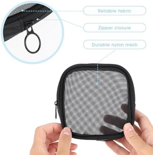 Mesh Makeup Bag 4Pcs Mesh Travel Organizer Bags Black Mesh Cosmetic Bags with Zi... - Image 3