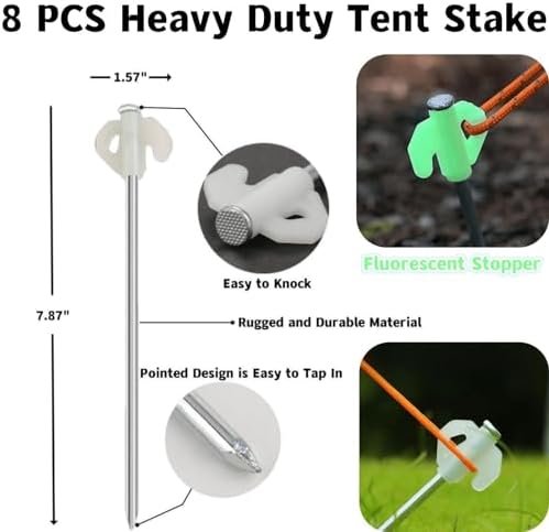 Tent Stakes Heavy Duty 8 inch Metal Tent Pegs, 25PCS Multiuse Camping Tent Acces... - Image 3
