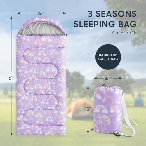 Wake In Cloud - Kids Sleeping Bag for Girls Boys Toddlers, Camping in Warm Cold ... - Image 3