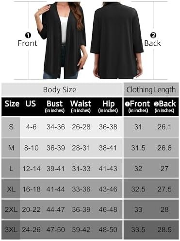 Women's Lightweight Open Front Cardigans 3/4 Sleeve Casual Soft Drape Spring Sum... - Image 7