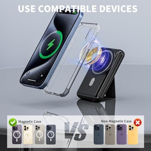 Magnetic Power Bank 10000mAh, Wireless Portable Charger with Stand, 15W Fast Cha... - Image 5