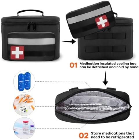 Medicine Organizer Bag, Family First Aid Bag Empty, Medical Bottle Storage Bag f... - Image 3