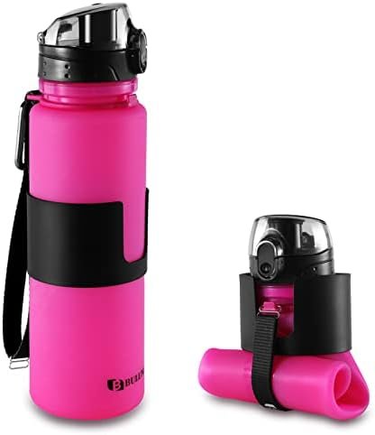 BPA-Free Silicone Collapsible Water Bottle - Leak Proof Twist Cap - 22 oz (Pink) - Image 2