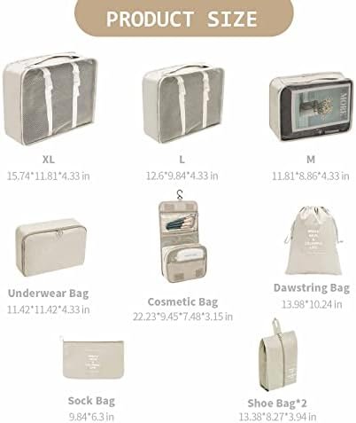 BRAQ 9 Pcs Packing Cubes for Suitcase Set Luggage Organizers, Lightweight Travel... - Image 4