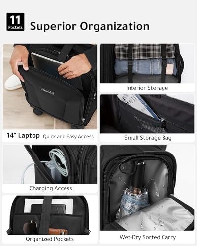 LUGGEX Underseat Carry On Luggage with Removable Wheels - Soft Sided Small Carry... - Image 4