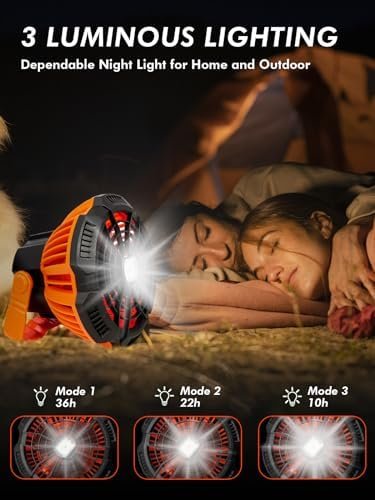 DUKUSEEK Camping fan with LED Lantern, 40H Work Time Battery Operated Fan with H... - Image 5