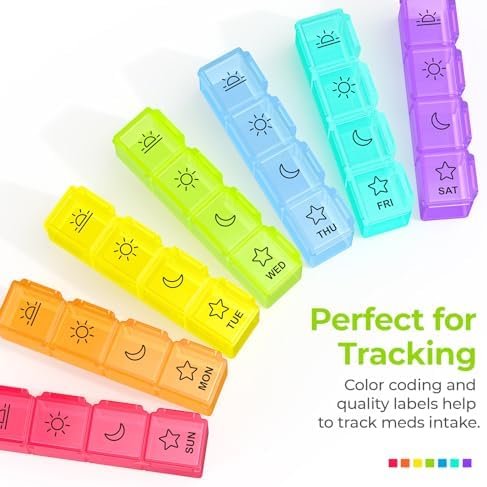 AUVON iMedassist Moisture-Proof Weekly Pill Organizer 4 Times a Day, Large 7 Day... - Image 7