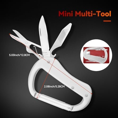 Multitool Carabiner with Pocket Knife, Bottle Opener,Nail file,Small Scissors,ED... - Image 7