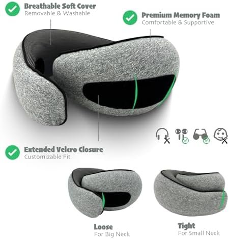 2024 Ergonomic Travel Neck Pillow,Neck Pillow Airplane,Premium Memory Foam,360º ... - Image 5