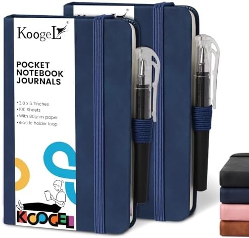 Koogel 2PCS Pocket Notebook Journals, Blue Mini Notebooks with Pen 3.8 x 5.7 Inc... - Image 2