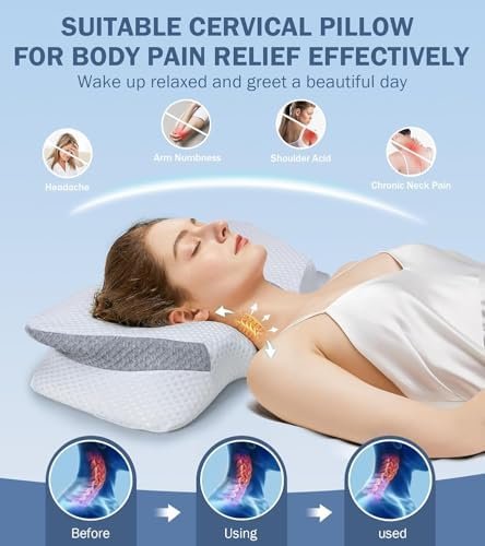 Cervical Neck Pillow, Ergonomic Memory Foam Pillows for Neck and Shoulder Pain R... - Image 7