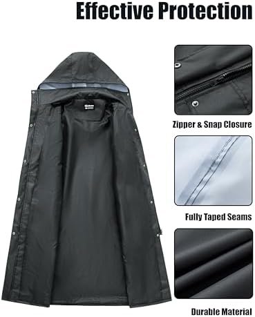 Ubon Women's Rain Coat Waterproof with Hood Long Raincoat Packable Rain Jacket C... - Image 4