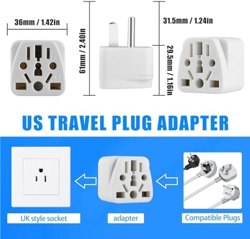 2 Pack US Travel Plug Adapter,UK to US Plug Adapter, Universal to American Outle... - Image 3