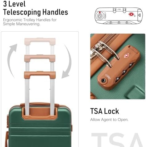 LONG VACATION Luggage Set 4 Piece Luggage ABS Carry on Suitcase Hardside Luggage... - Image 3