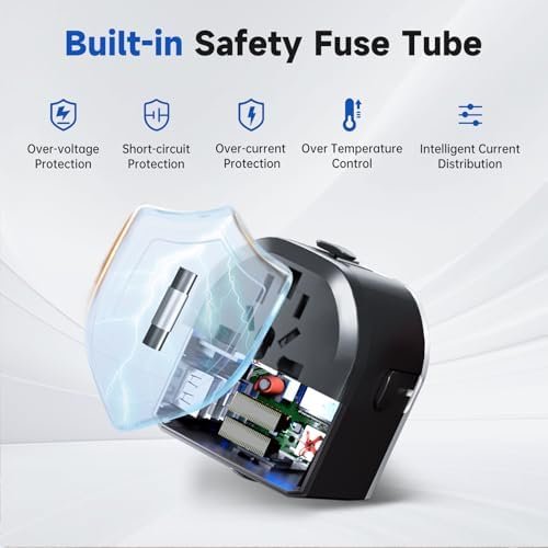 Travel Adapter Worldwide, International Plug Adapter with 4 USB Ports & 1 USB C ... - Image 8