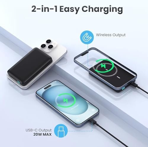 Magnetic Portable Charger Power Bank,Compact 10800mAh LCD Display Wireless Porta... - Image 5
