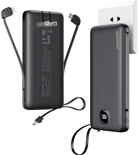 Portable Charger with Built-in Cables&AC Wall Plug,Slim 10000mAh 22.5W Fast Char... - Image 2