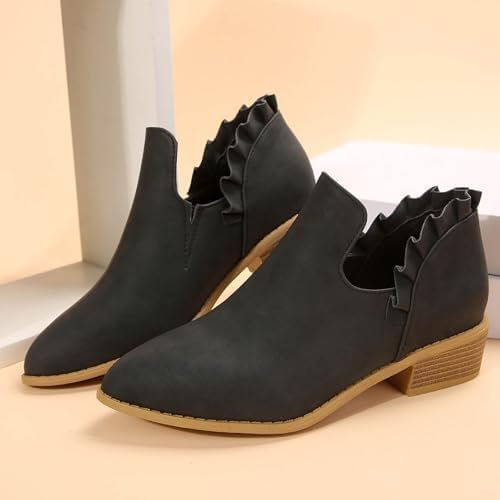 Cathalem Ankle Boots for Women, Womens Fall Cutout Booties Ankle Heels Low Stack... - Image 6