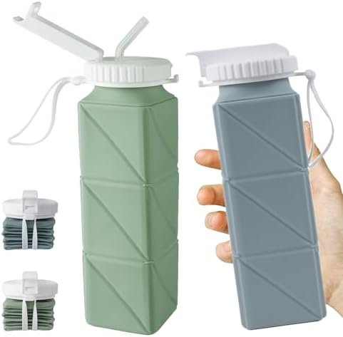 Collapsible Water Bottles, Food Grade BPA Free Silicone Foldable Travel Water Bo... - Image 2