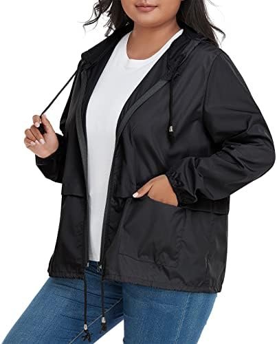 American Trends Women Plus Size Light RainCoat Jackets Packable Hooded Waterproo... - Image 4