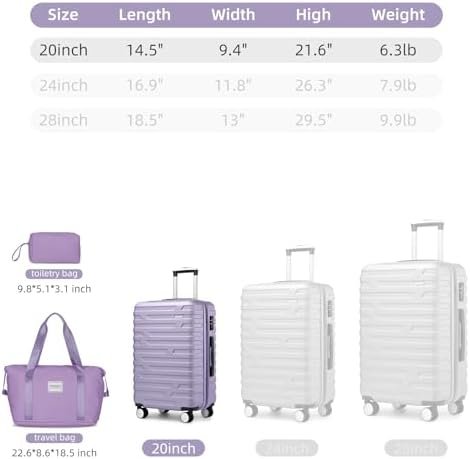 LARVENDER Carry on Luggage 20 Inch Luggage Suitcases with Wheels, Hardside Hard ... - Image 6