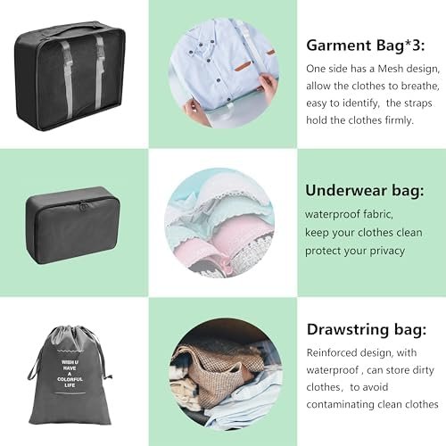 8 Set Travel Packing Organizers Luggage Cubes Organizer Cube Bag Set Suitcase Ca... - Image 4